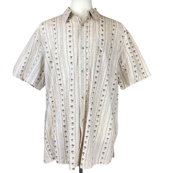 Columbia Men's 2XL Palm Tree Hawaiian Shirt Button Up Short Sleeve Tan Brown XXL - Picture 1 of 6